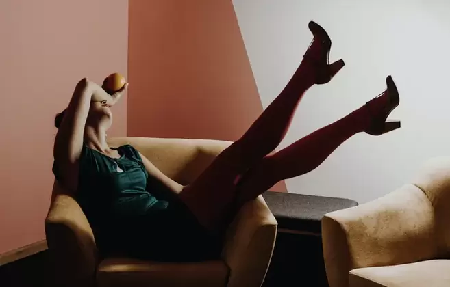 Young woman with varicose veins in her legs